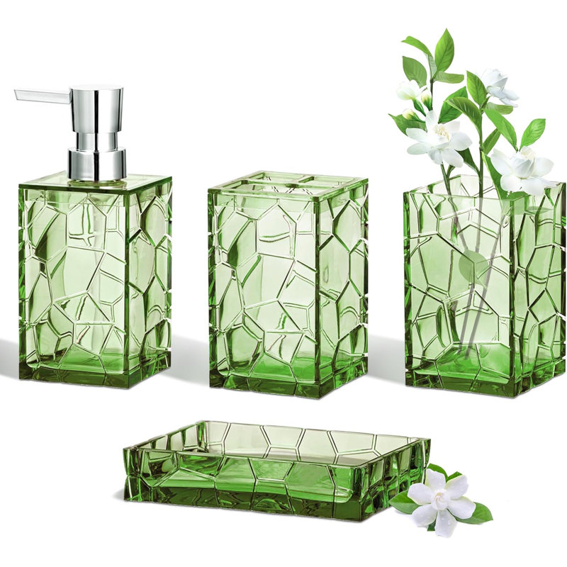 Sage green acrylic bathroom countertop set
