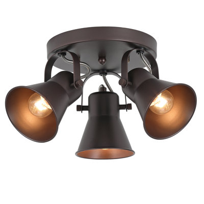 Oil Rubbed Bronze Flush Mount Track Lighting 3-Light Adjustable Industrial Ceiling Fixture for Kitchen Island Hallway Closet