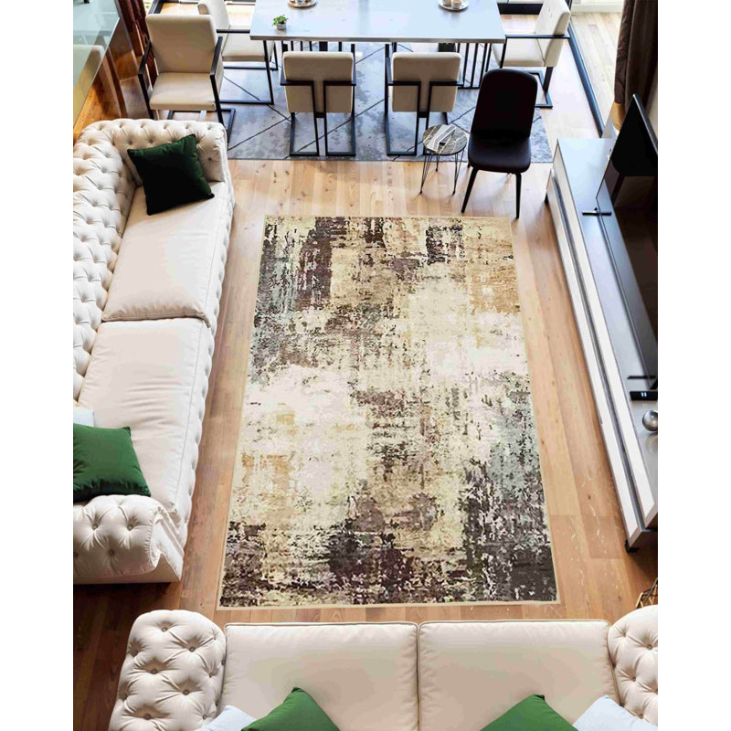 Tapis de salon lavable à la machine Nyeim - 7775 - 5 x 8 (5 pi 2 po x 7 pi 5 po), beige