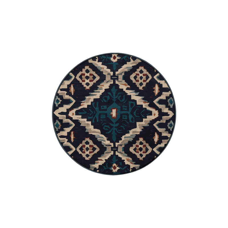 Tapis gris lavable à la machine, Rond 8 pi