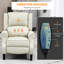 Fauteuil inclinable de salon avec massage par vibration et chaleur - repose-pieds simple à oreilles en tissu de lin blanc, poche latérale moderne, couleur