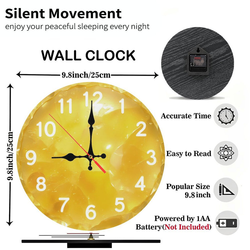 Horloge chiffres en gelée jaune