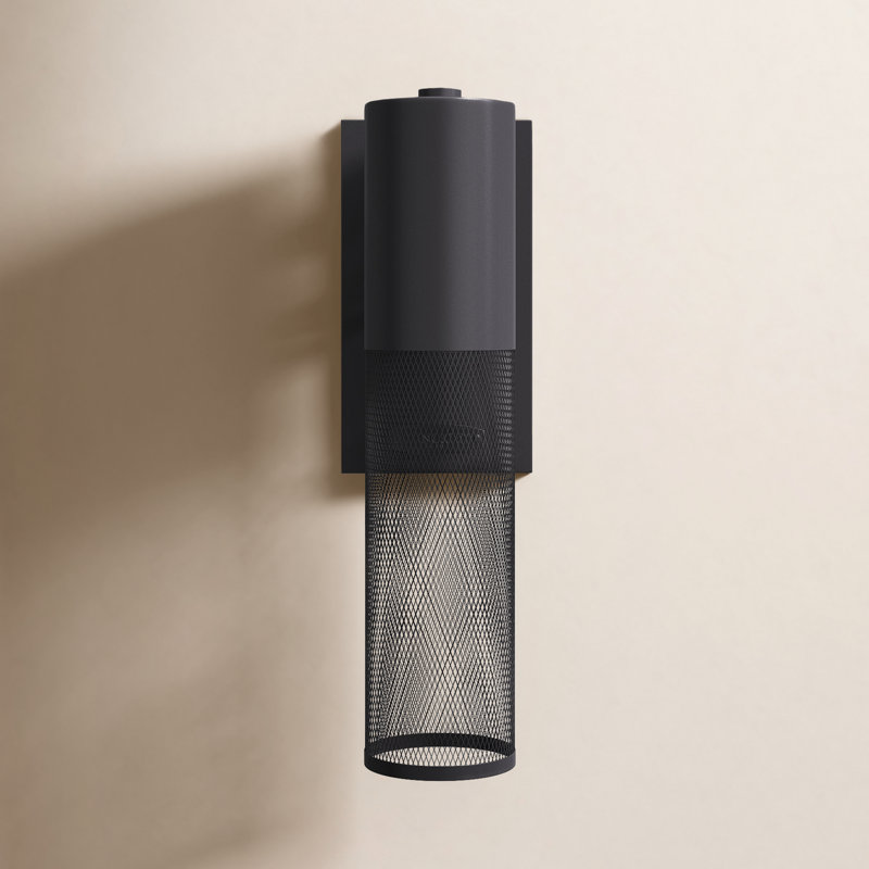 Aria Outdoor Armed Sconce, 14.5" H x 4.5" W x 4.8" D, Black, Incandescent