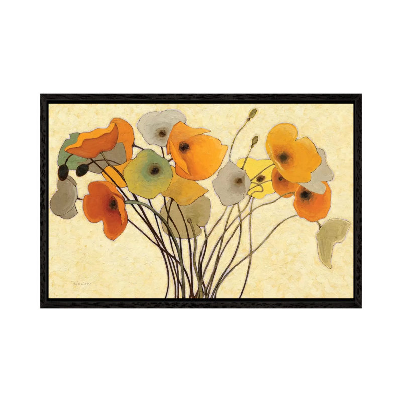 Pumpkin Poppies I by Shirley Novak - Floater Frame Gallery-Wrapped Canvas Giclée on Canvas, 66.04 cm H x 45.72 cm W, Black