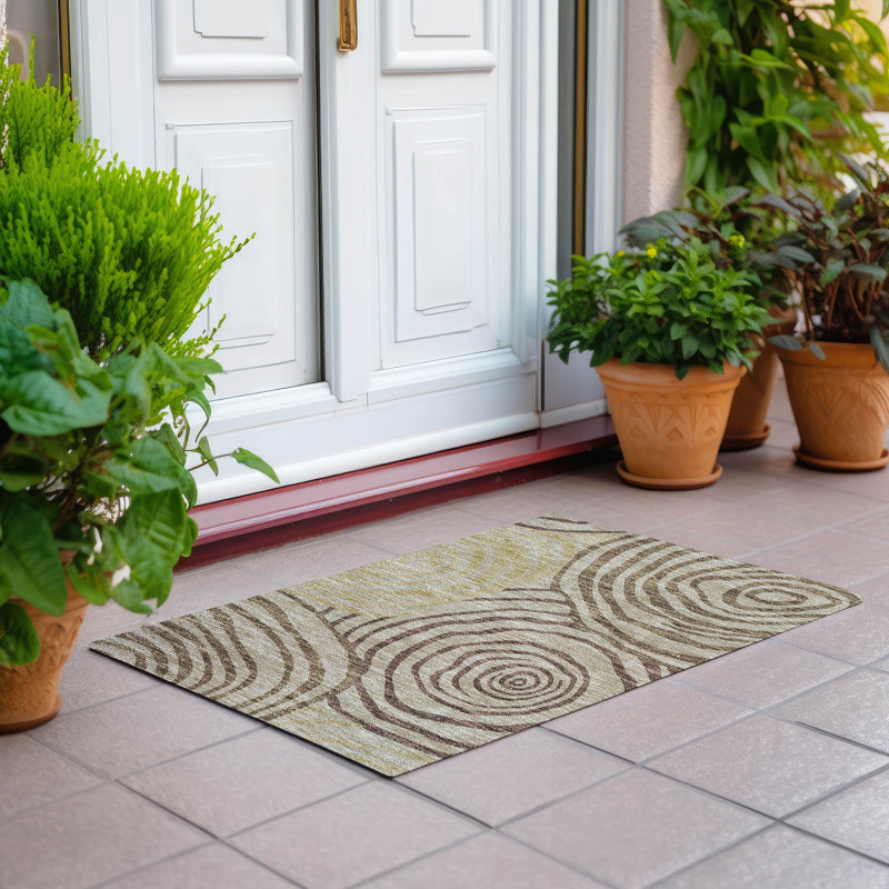 Tapis de porte d'extérieur antidérapant Leis, Rectangle 1 pi 8 po x 2 pi 6 po