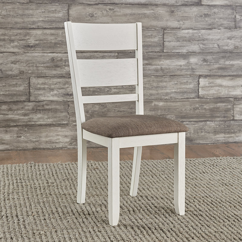 Luz Slat Back Upholstered Side Chair, Dark Brown/White