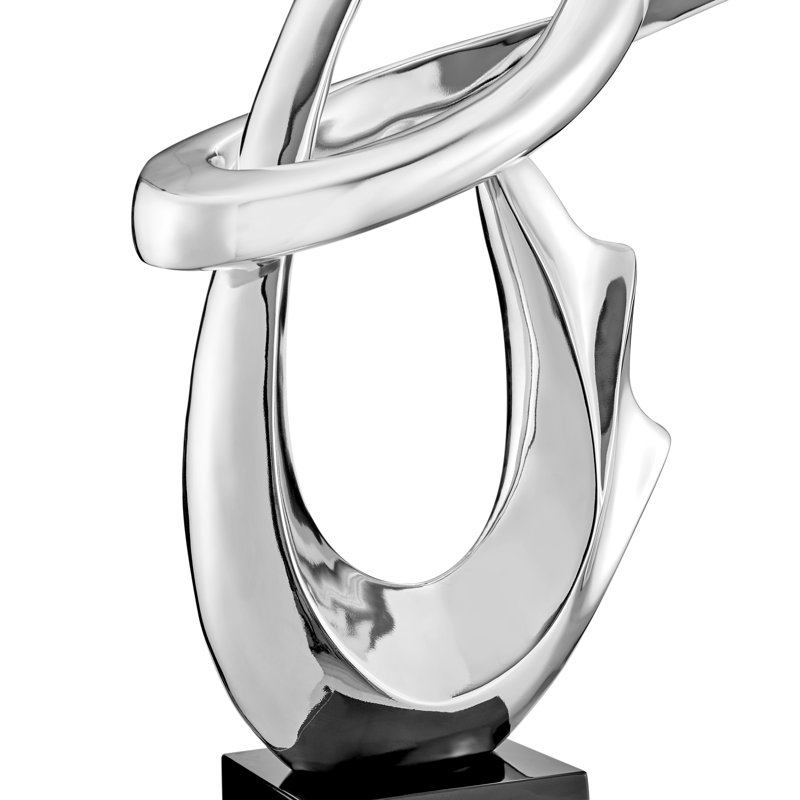 Divergent Abstract Figurines & Sculptures, Chrome/Black