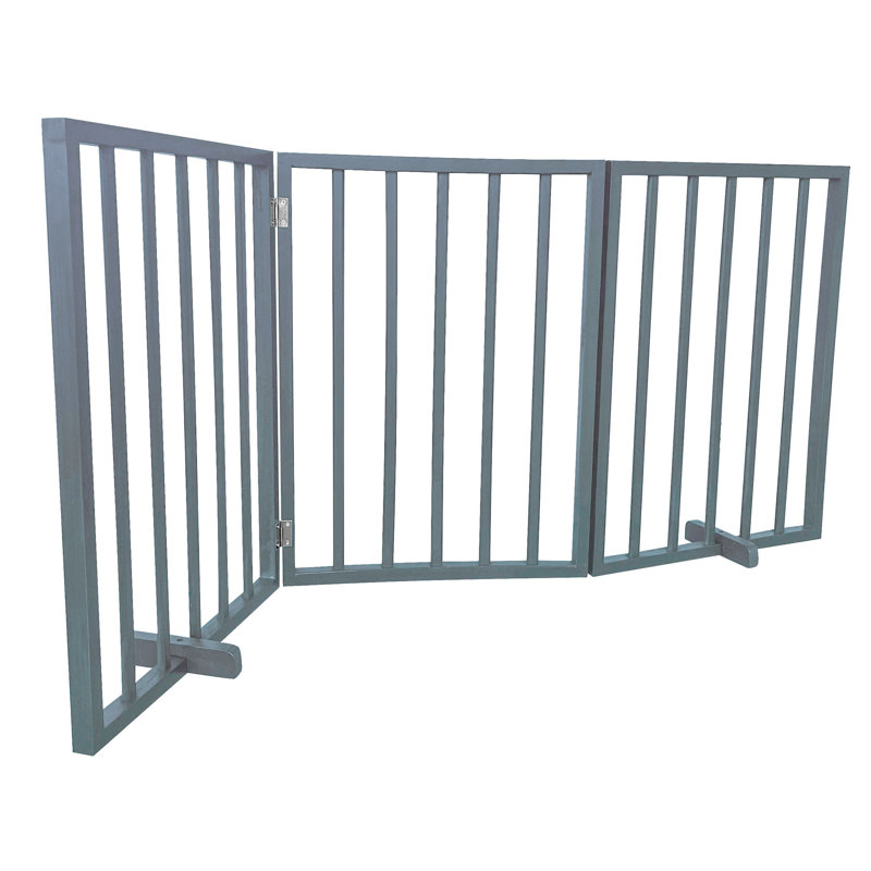 Barrière pour animaux autoportante en bois, gris