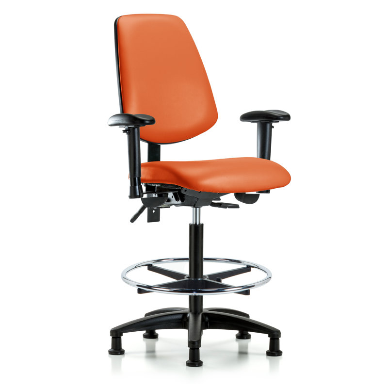 Beckett Vinyl Drafting Chair, Glides, Included, Orange