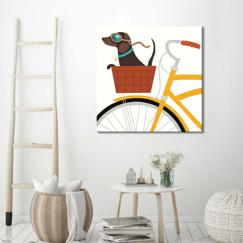«Beach Bums Dachshund Bicycle I», impression, H 28 po x l 28 po x P 1,5 po, Toile tendue
