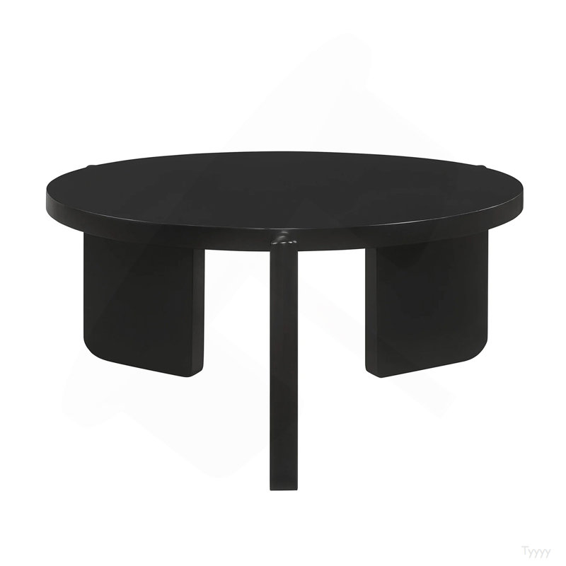Table basse ronde en bois, noire