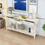 Console élégante avec 3 tiroirs, façade ondulée et tablette de rangement ouverte-1216625501