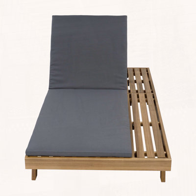 Lounge Chaise Set, Acacia Wood Outdoor Recliner with 2-Inch Water-Resistant Cushion