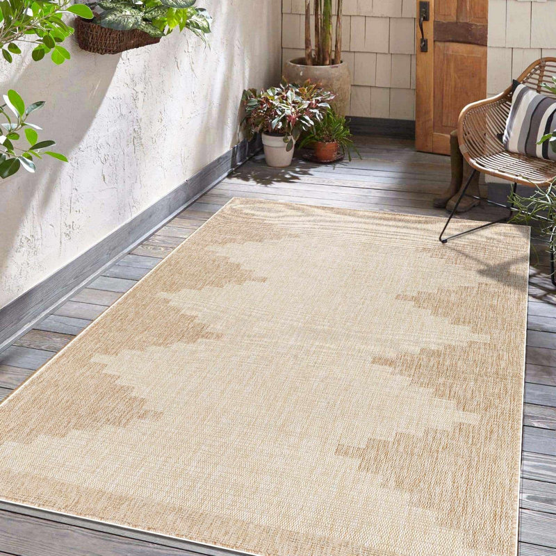Mendota Mortimer Southwestern Tan Indoor/Outdoor Area Rug, Rectangle 8'10" x 12'