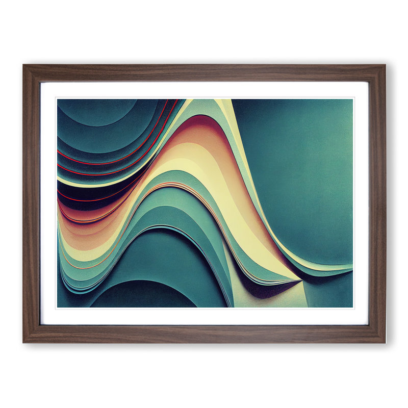 XH1022-6050X Modern Audio Soundwave Vol.3 Abstract 1 Piece Single Picture Frame Wall Art, 34cm H x 46cm W x 2cm D, Walnut