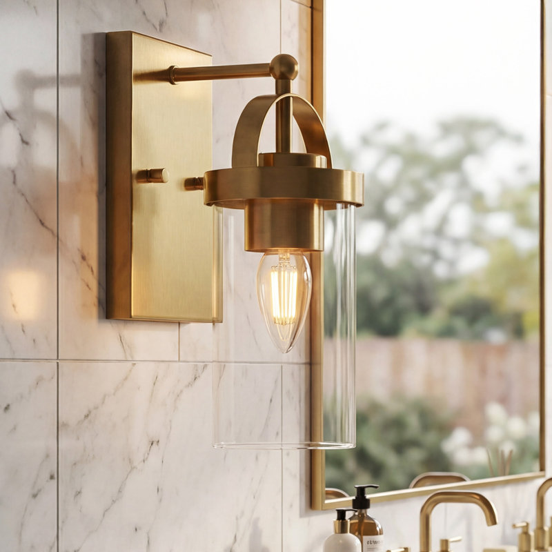 1-light Wall Sconce Cylindrical with Clear Glass, 1 Light