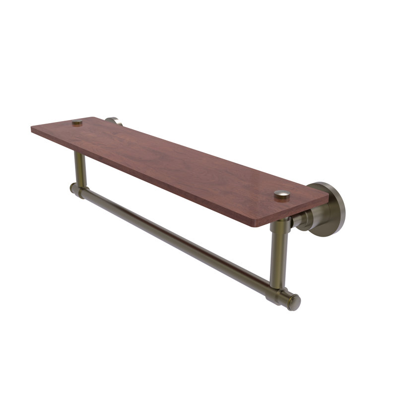 Arviso Bracket Shelf with Towel Bar, Antique Brass, 4" H x 22" W x 5" D