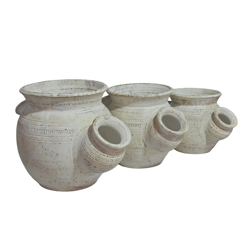Ensemble de pots Earthen Trio en blanc, Blanc