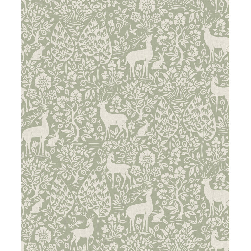 Papier peint sauge Deer Woods, Vert