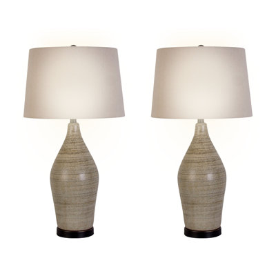 Lampe de table en céramique Serene Stone - naturel et noir mat - ensemble de 2