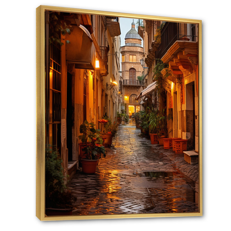 Maighdiln Italy Eternal City Whispers, 32" H x 24" W x 1" D, Gold Floater Framed
