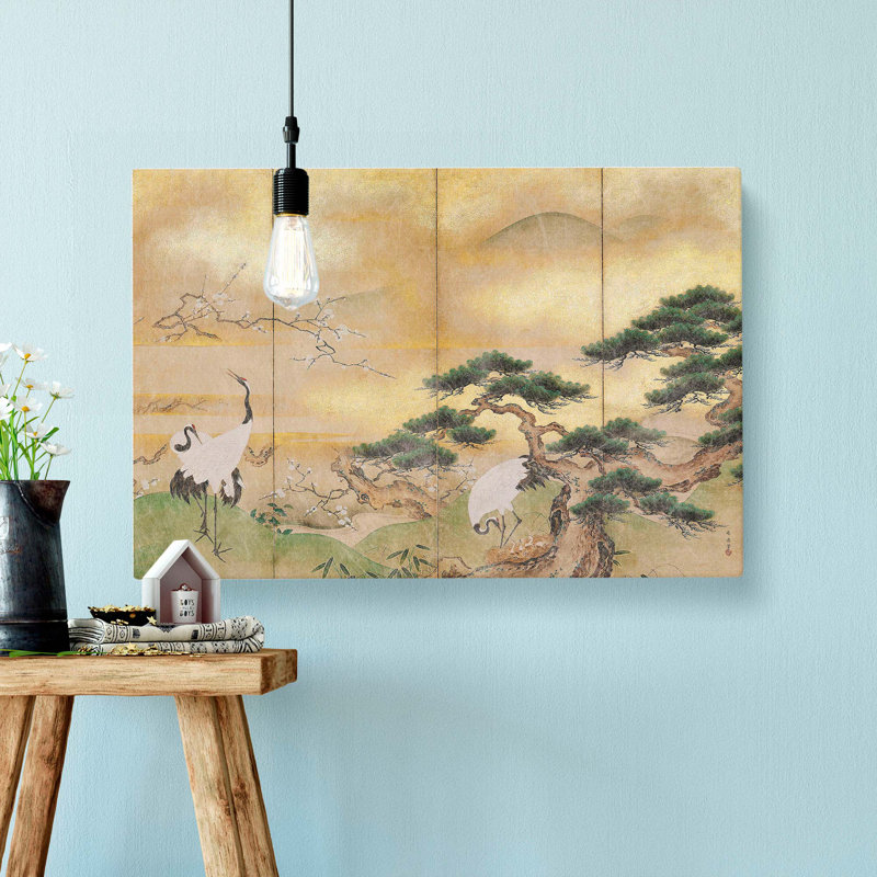 Cranes Beside a Lake by Hashimoto Gaho - Wrapped Canvas, 35cm H x 50cm W x 3cm D