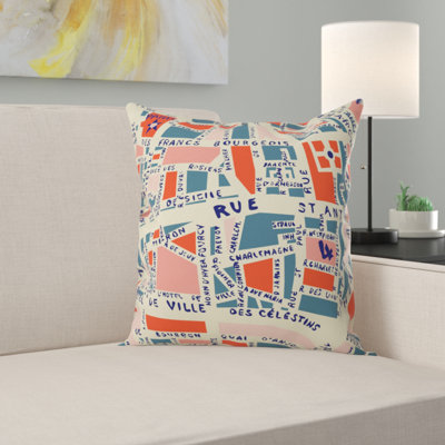 Holli Zollinger Paris Map Throw Pillow