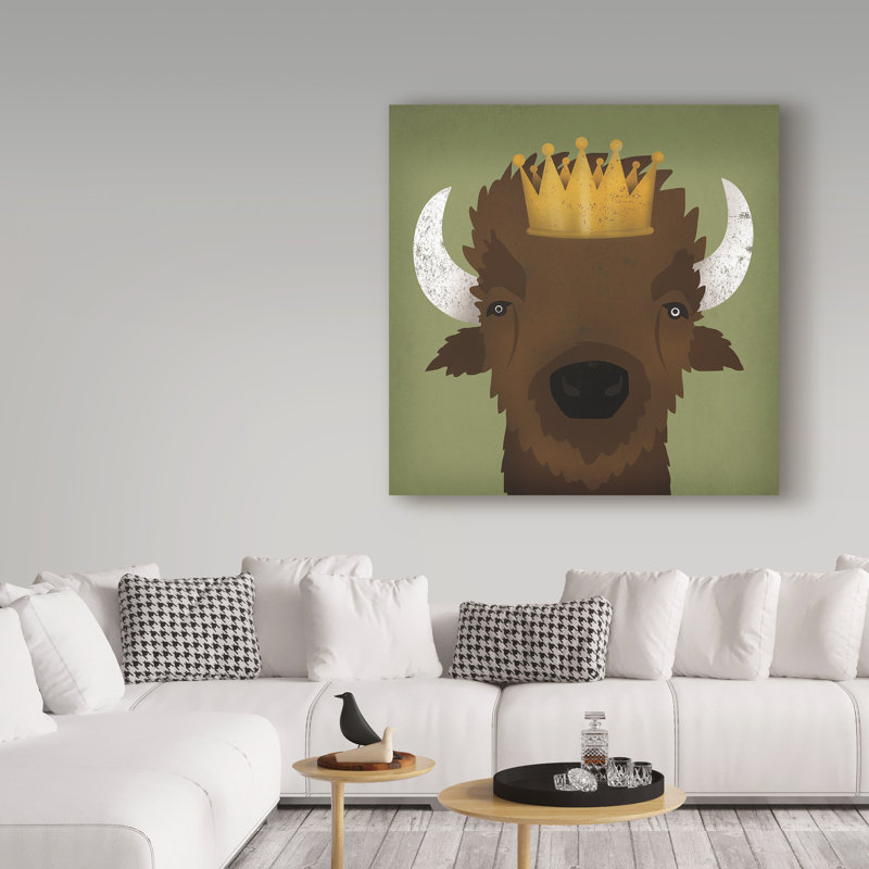 « buffalo iii avec couronne », art sur toile, H 14 po x l 14 po x P 2 po
