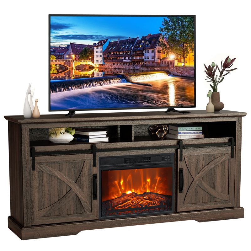 Patrizi 68" TV Stand With Electric Fireplace, Modern Entertainment Center, Media Console For TVs Up To 78", Dark Oak