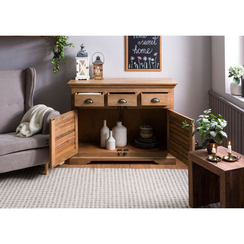 Toulouse 120 cm W Solid Wood Sideboard, Beige Oiled