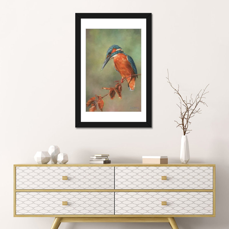 «Martin-pêcheur perché» par David Stribble, impression sur toile tendue, H 24 po x l 16 po x P 1 po, Blanc