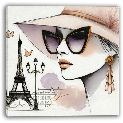 «Parisian Elegance with Eiffel Tower», art mural sur toile