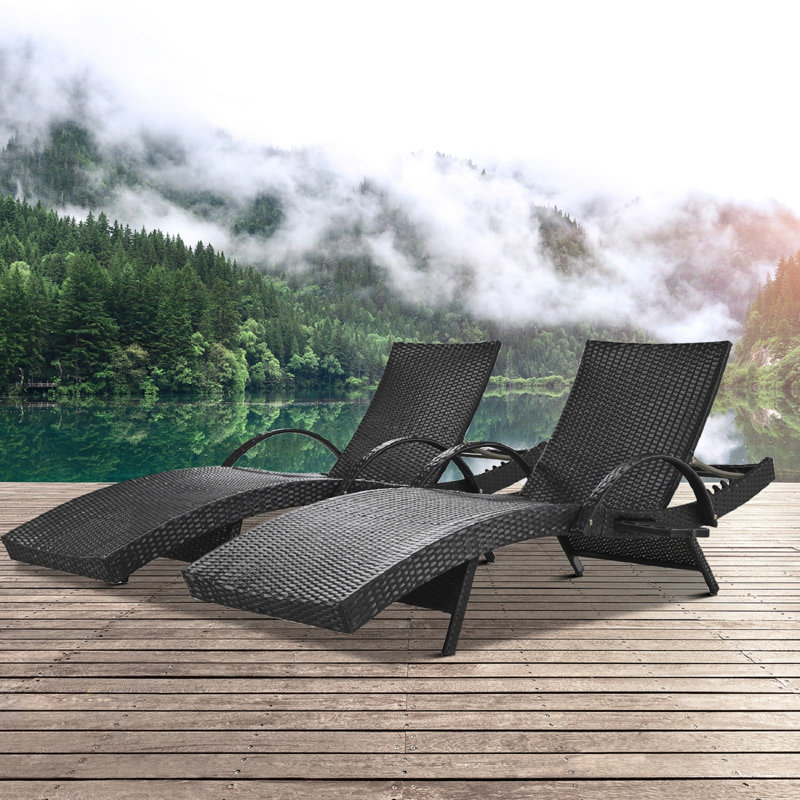 Duskin Outdoor Chaise Lounge Set, Black