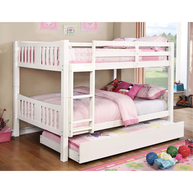 Lit simple superposé au dessus d'un lit simple transitionnel de 13 pièces Lattes sur le dessus et le dessous, joint de sécurité à glissières, matelas de lit gigogne qui n'est pas dans la finition de style énuméré, fabrication en bois massif, spécial