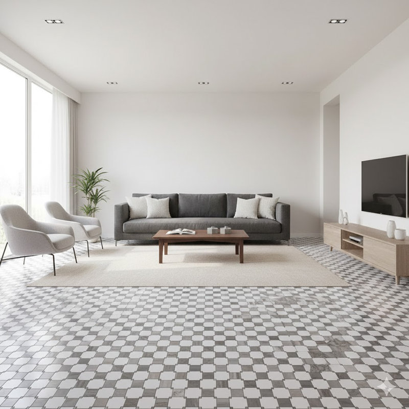 Carreau de mosaïque gris pour mur et plancher 12 po x 12 po (5 pièces / boîte)