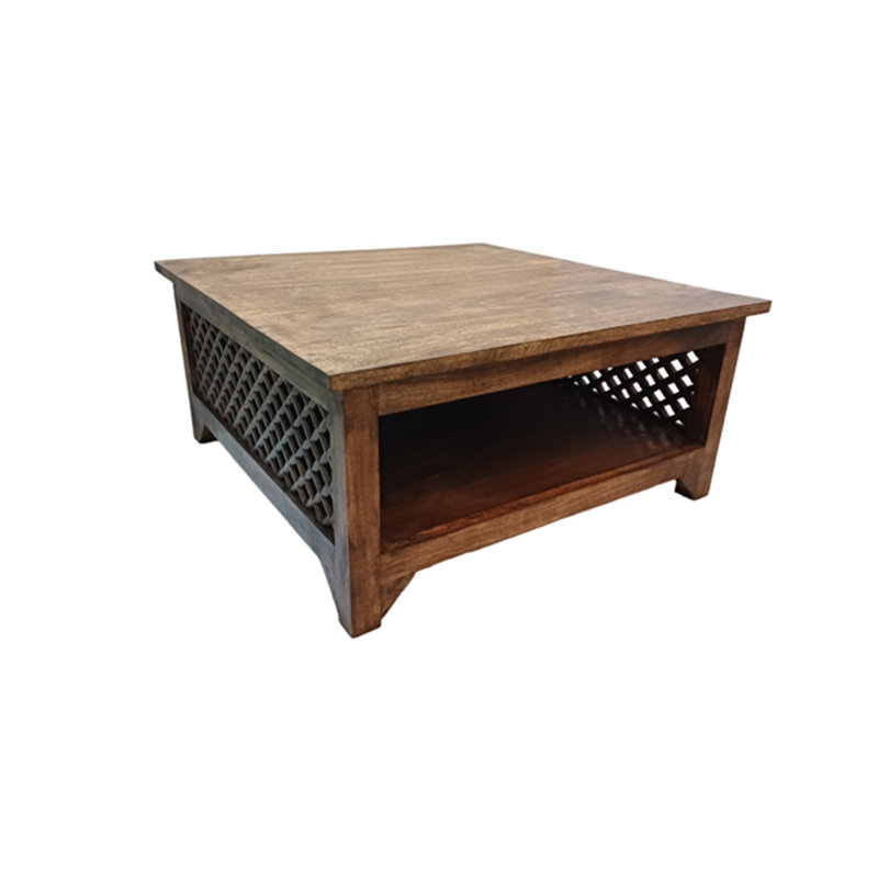 Table basse en bois sculpté, Brun
