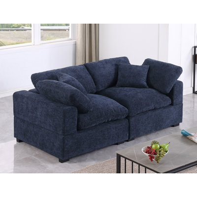 Modern Fabric Cloud Loveseat Sofa With Deep Seat, Wide Armrest, Removable Cover