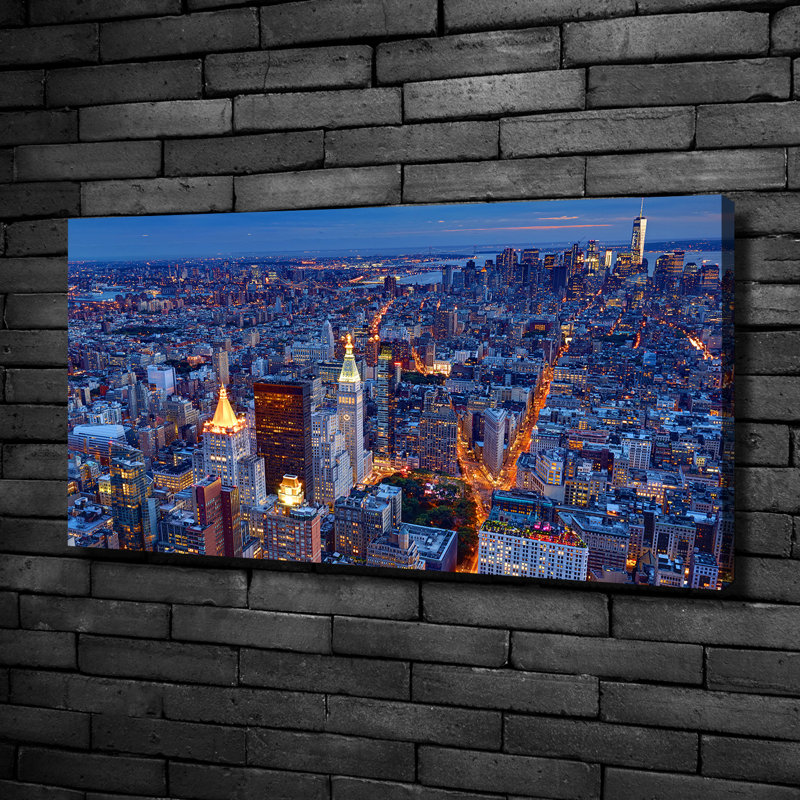 Manhattan By Night - Wrapped Canvas Print