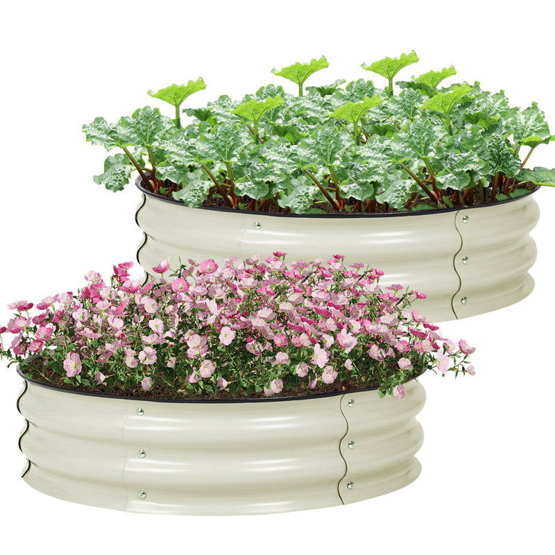 Lit de jardin surélevé en métal 30 po x 9 po Neriya, Beige