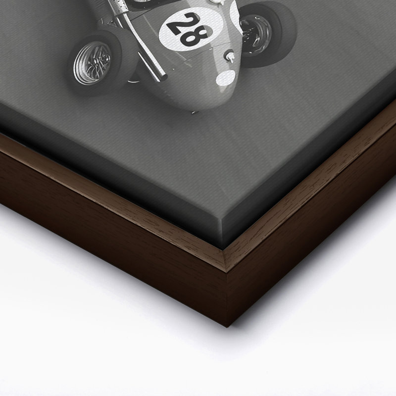 Voiture de course historique, 24"H x 32"W, Canvas, Brown Framed