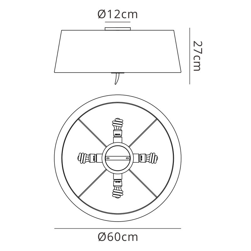 Cole Terylene With Cotton Flush Mount, White, Polished Chrome