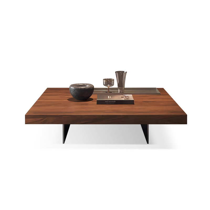 Italian Minimalist Square Coffee Table, 11.81" H x 39.37" L x 39.37" W