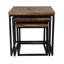 Acacia Wood Round Set Hand Carved 3 Piece Nest of Tables 