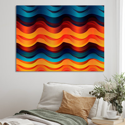 Les vagues de la musique en orange et bleu rétro - musique sur toile