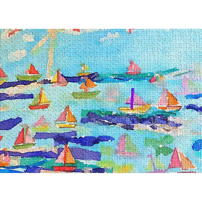 Tapis bleu aquarelle, Rectangle 4 pi x 6 pi