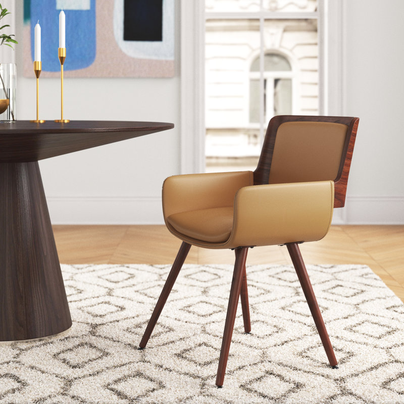Seagraves Faux Leather Mid-Century Dining Chair, Desert Sandstone Faux Leather
