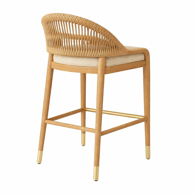 Tabouret de comptoir rembourré Fara en chêne blanc Fara