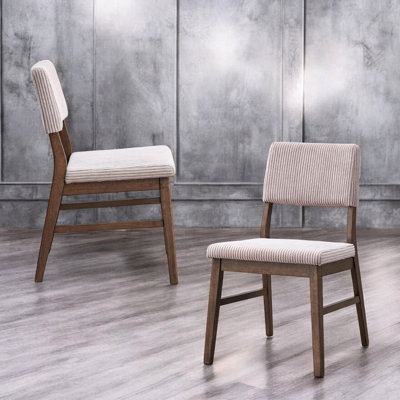 Chaises d'appoint en velours côtelé mauve avec accents en noyer 2, sièges rembourrés, style scandinave, largeur du produit de 19,48 po, 2 pièces, siège et dossier, thème