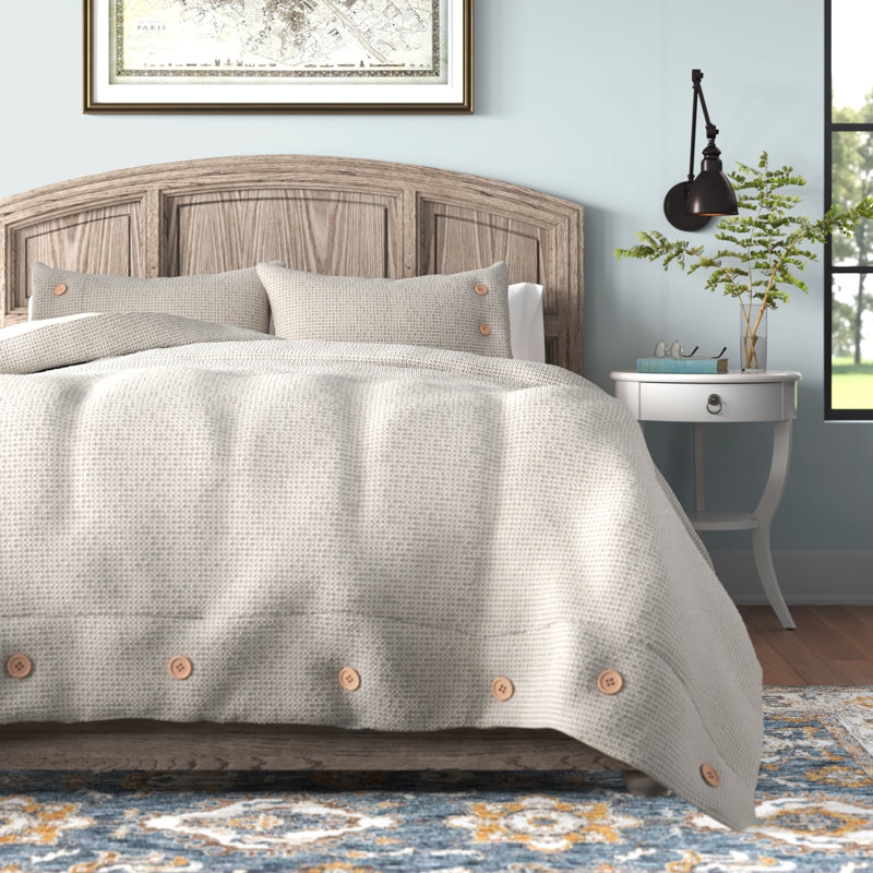Taupe Greige Cotton Blend Waffle Weave Duvet Cover Set