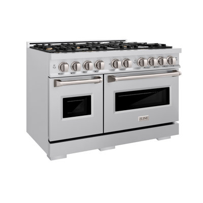 ZLINE Autograph Edition 48 in. 6.7 cu. ft. Classic Double Oven Dual Fuel Range with 8 Burner Gas Cooktop